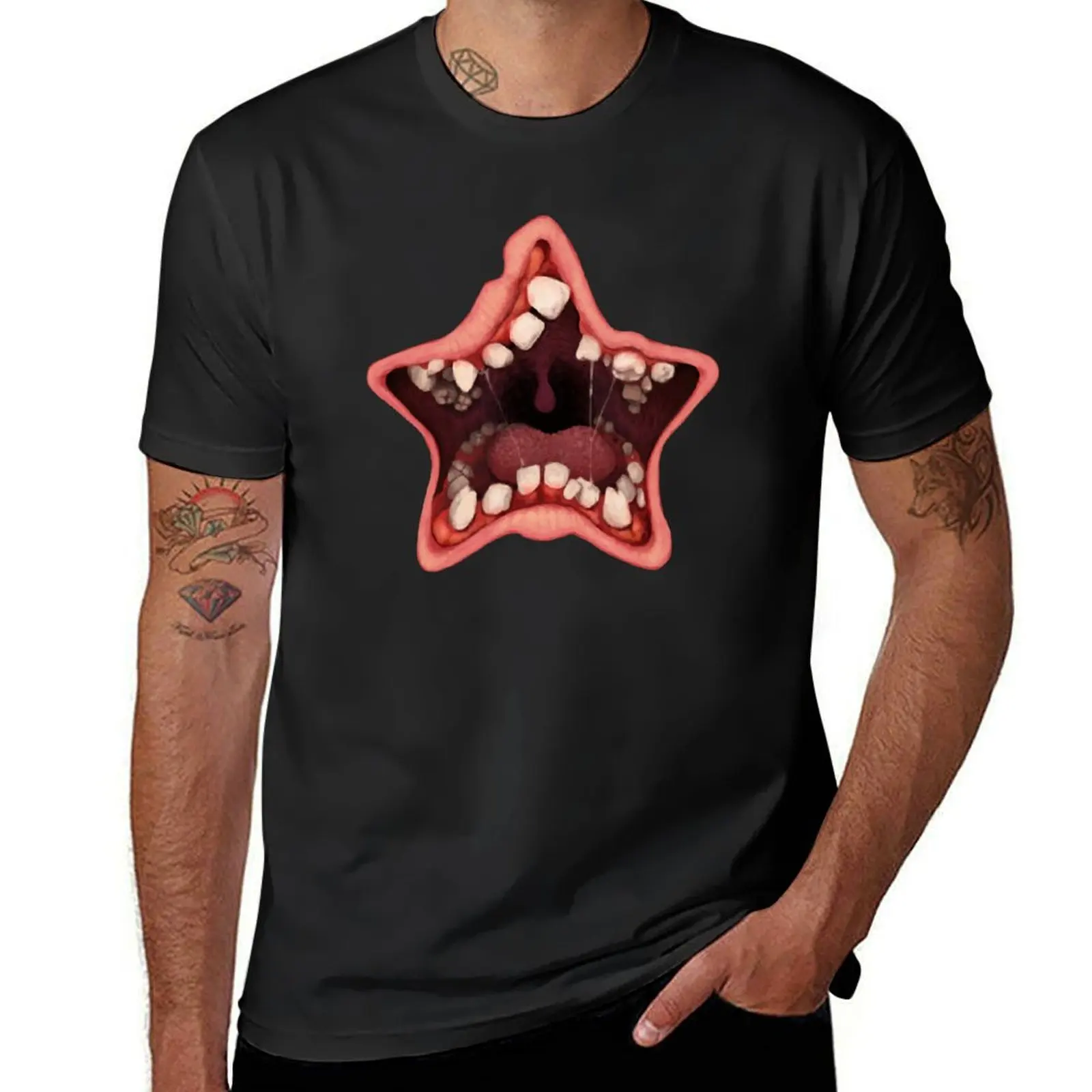 Star  Mouthed T-Shirt tees plus size tops workout shirts for men