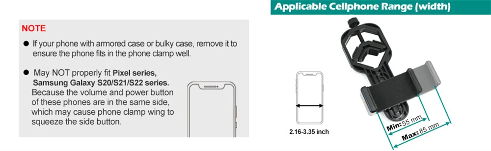 Teleskop-Telefon-Adapter, universelle Handy-Halterung für Monokular-Ferngläser, Spektiv – Detail 3