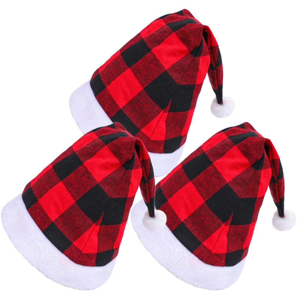 

3Pcs Red Santa Hat Christmas Costume Warm Xmas Party Supplies Unisex Comfortable Classic Design Gift