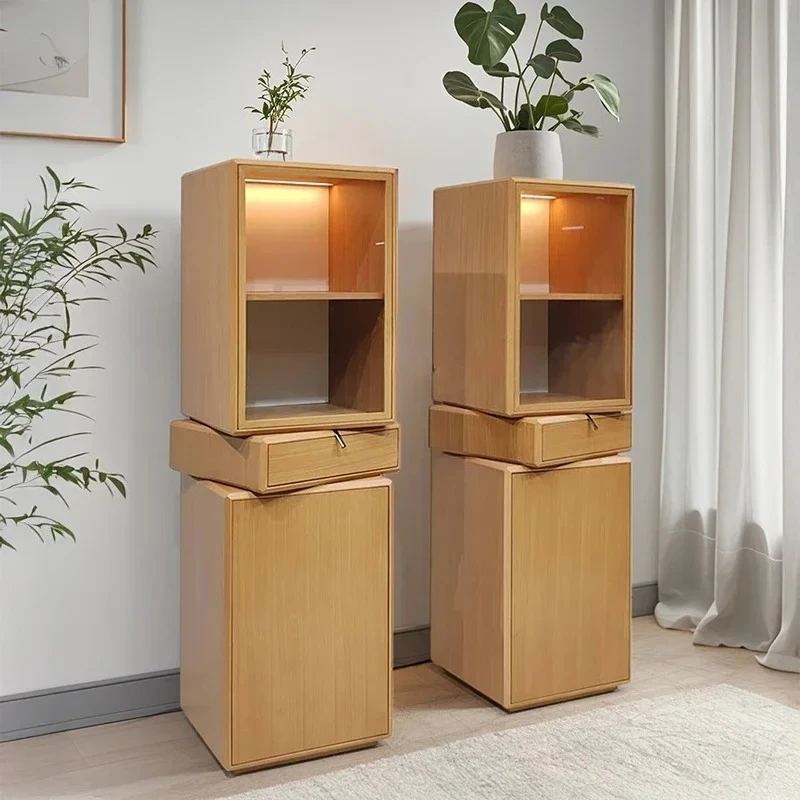 Italian style, solid wood wine cabinet, living room side cabinet storage, modern storage, study rotating bookshelf shelf9338