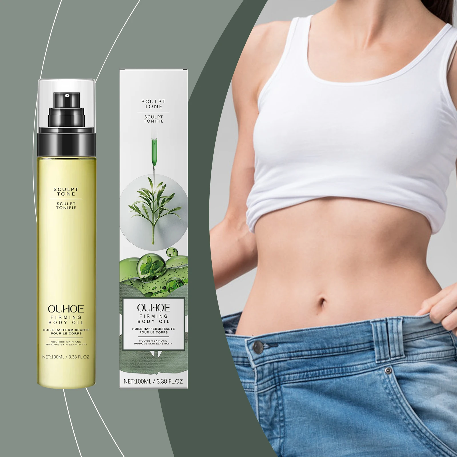 ファーミング ボディ オイル - 肌の引き締めのためのスカルプティング & トーニング トリートメント、抗セルライト マッサージ オイル - 100ml/3.38oz