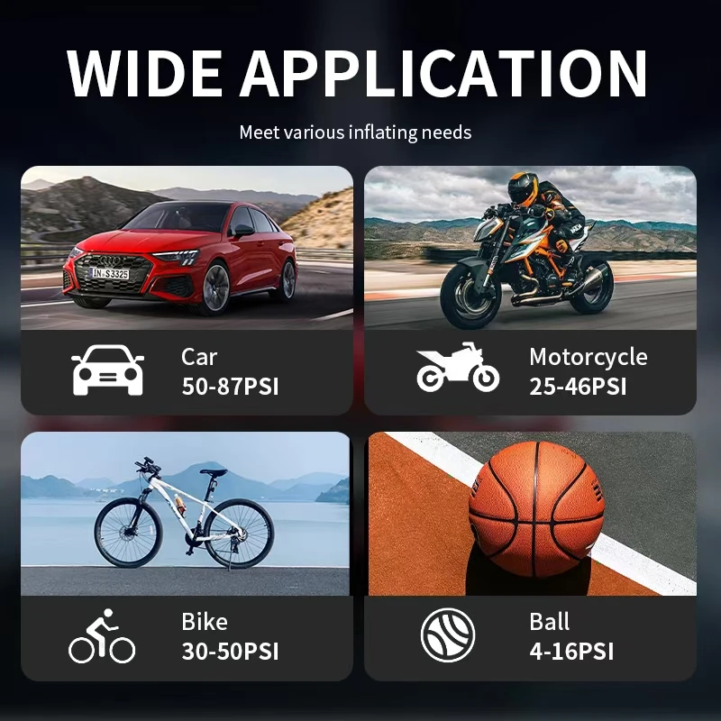 Vehicle Jump Starter 150PSI Tire Inflator Air Pump Multifunctional Auto Booster & Power Bank
