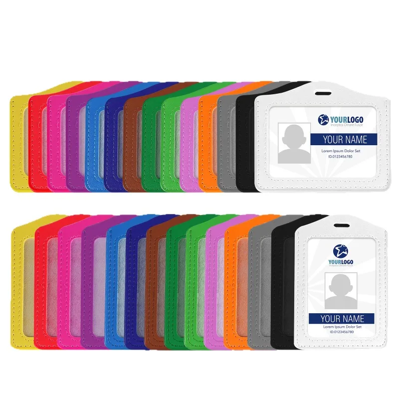 

2 шт./компл., держатель для бейджа из искусственной кожи, держатель для выставочного имени, удостоверения личности, чехол для разрешения на работу, чехол для рабочей карты, рукав