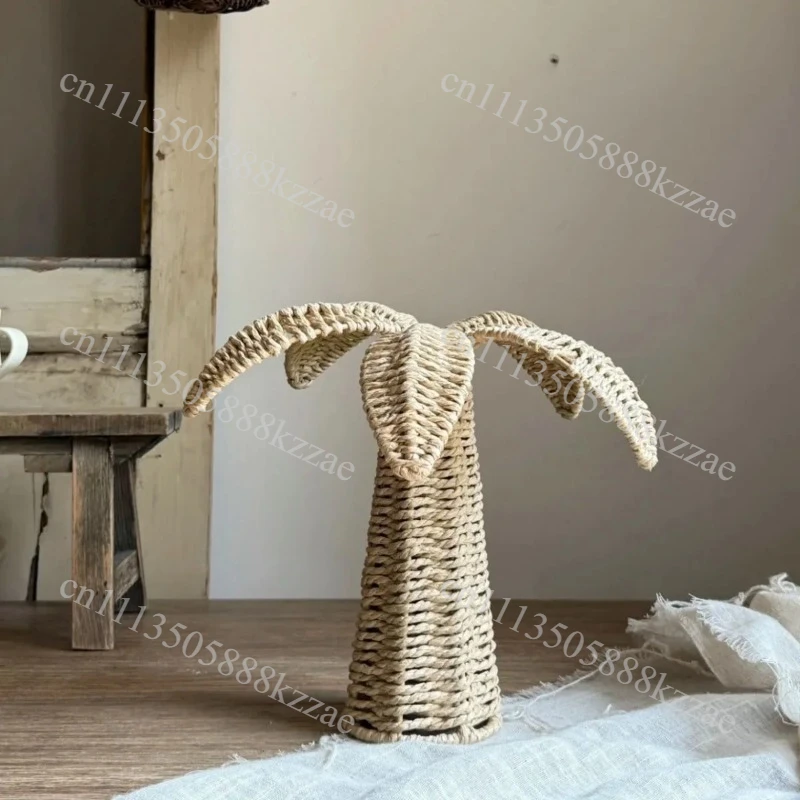 Grass woven flowers, creative home decor, coconut tree landscaping, photography props, handmade weaving, high-end