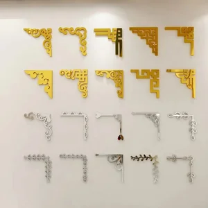 3D مرآة الاكريليك حافة شريط ملصقات ، هندسة الذهب ، غرفة نوم حديثة ، ديكور الحمام ، لوازم ديكور الجدار الخط ، 4 قطع أفضل 8 إطار ملصق مرآة للمبيعات - رقم 5