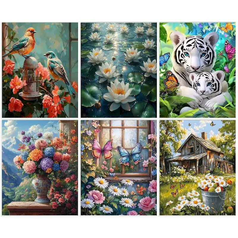 

GATYZTORY Frame DIY Painting By Numbers Animals Scenery Acrylic Paint By Numbers Handmade Home Decor Crafts Coloring By Number