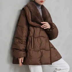 Goose Down Women's Winter Down Jacket Natural Fur Collar Thick Coat Luxury Female Coats Puffer Warm Jacket Party Outwear