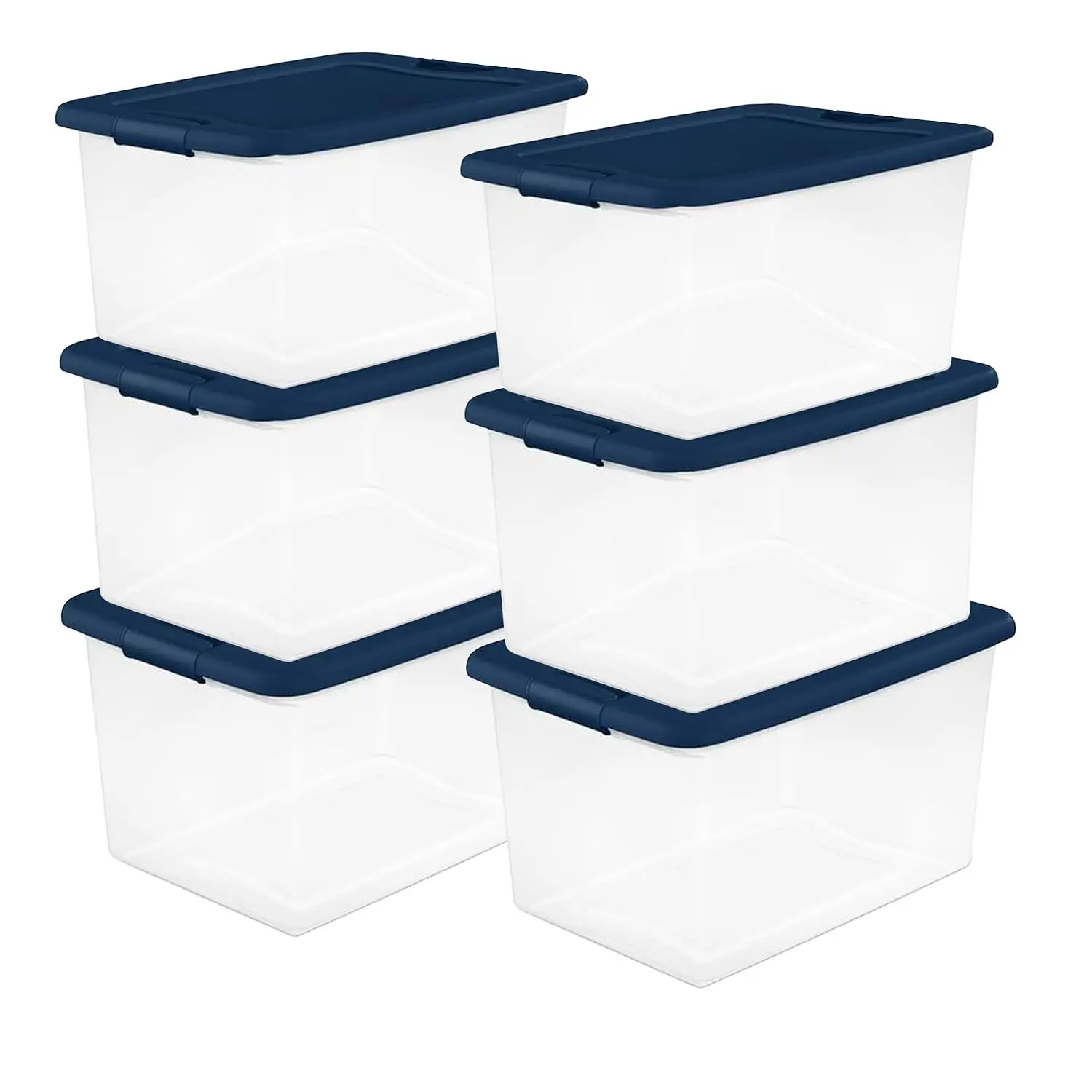 Color Program, Large Clear Plastic Storage, 64 Quart, 6-Pack
