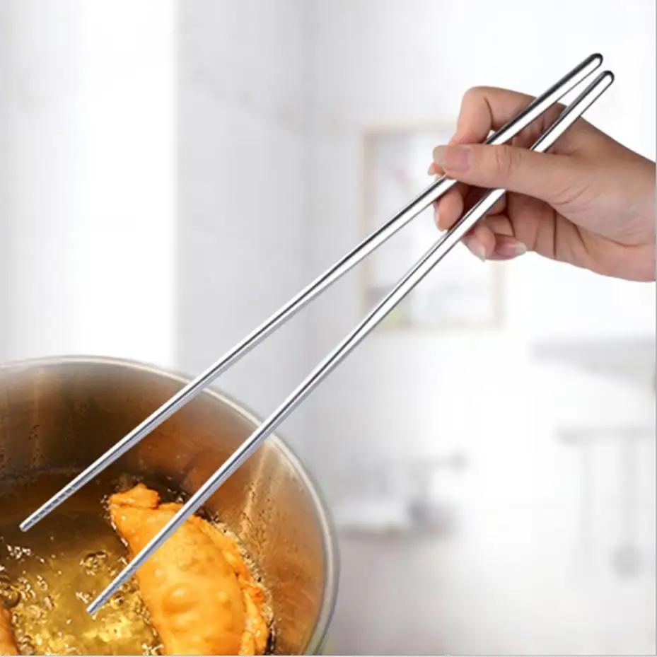 304 Stainless Steel Long Chopsticks Fried Chopsticks Kitchen Household Hot Pot Chopsticks Heat-resistant 36cm Long Chopsticks