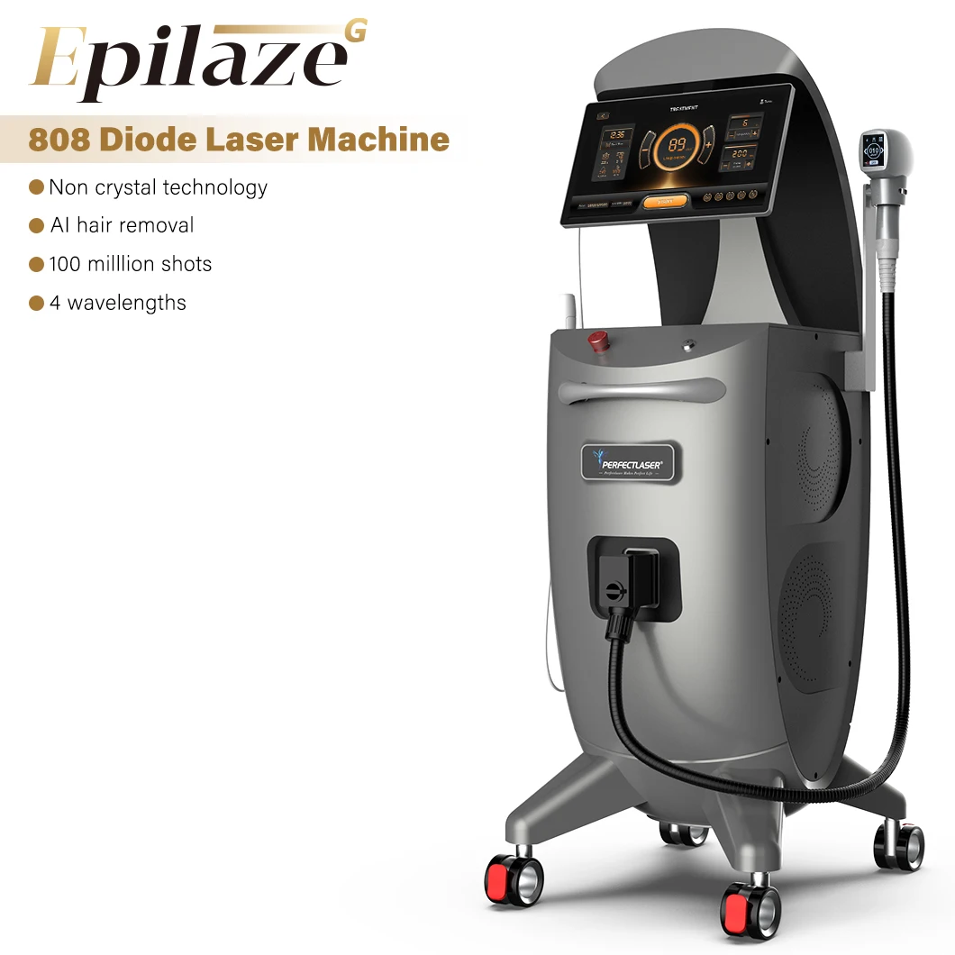Perfecrlaser Non Crystal 808nm Diode Laser Hair Remover 2000W Handle Power Compressor Cooling Permanent Hair Removal Machine