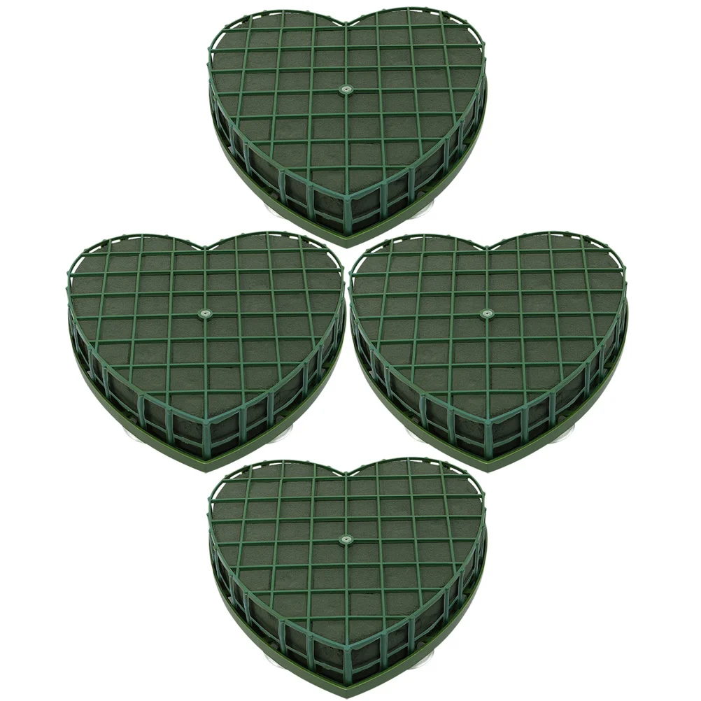 

4 Pcs Heart-Shaped Flower Mud Foam Suction Cup Tray Flowers Floral Foams Disc