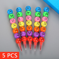 5 PCS/Lot Creative 7 Color Sugar-Coated Haws Crayon Cartoon Graffiti Cute Plastic Pencil Stationery Gifts For Kids Wax Pencil