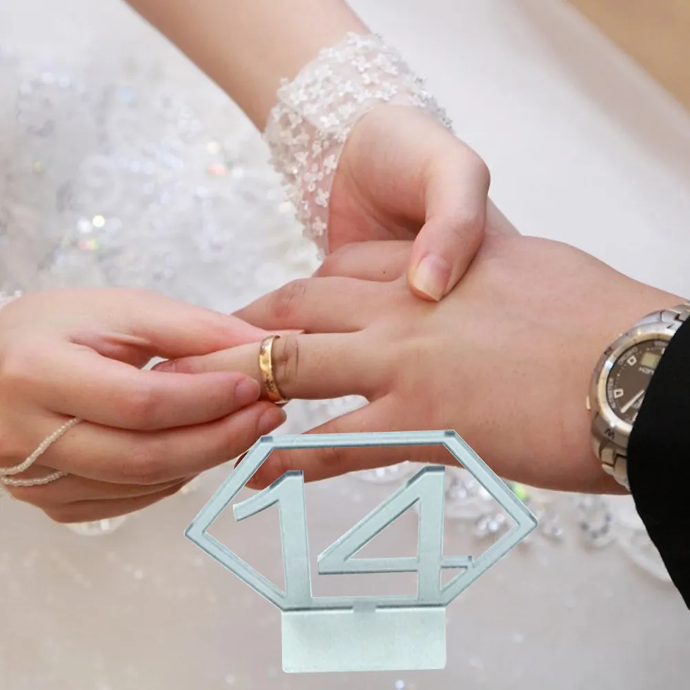 Silver Acrylic Table Numbers 1 to 15 Hollow Hexagon Reusable Wedding Banquet Party Catering Decor Set