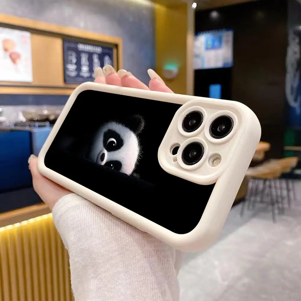 

Cute Panda Phone Case for iPhone 17 16 15 14 13 12 11 Air Pro Max Plus White Soft TPU Shockproof Cover