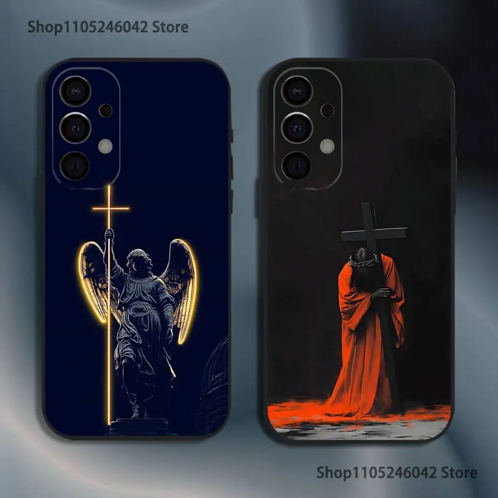 

Archangel Michael Cross Phone Case For Samsung S25,S24,S21,S22,S23,S30,Ultra,S20,Plus,Fe,Lite,5G Black Cover