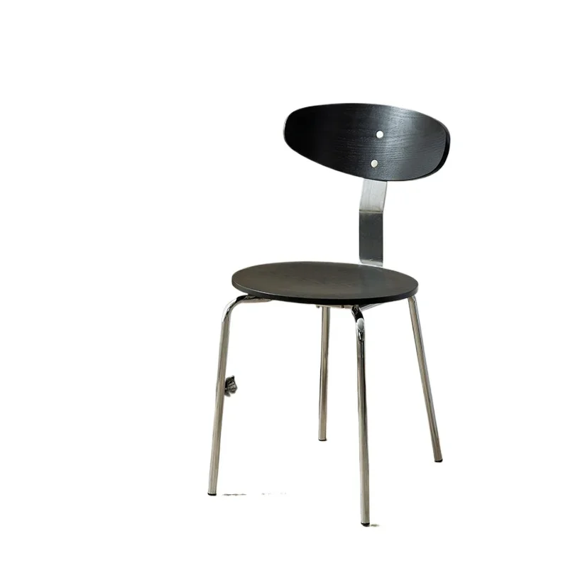 

Dining chair Nordic style retro home light luxury restaurant simple solid wood small apartment simple wrought iron soft bag back