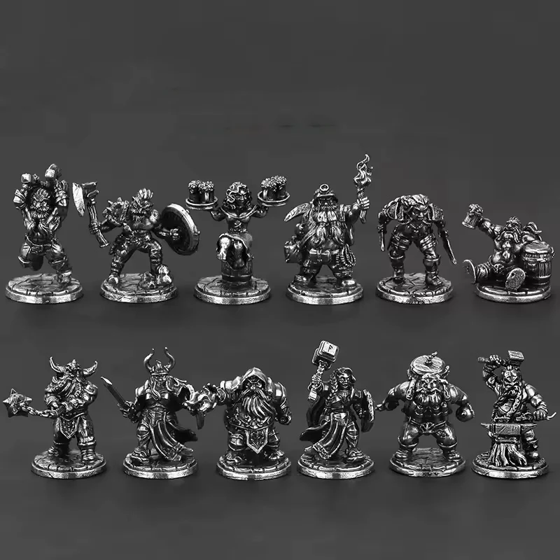 

White Copper Ornament Dwarf Legion Soliders Model Figurines Miniatures Toys Boys Cartoon Desk Metal Doll Decoration Accessories