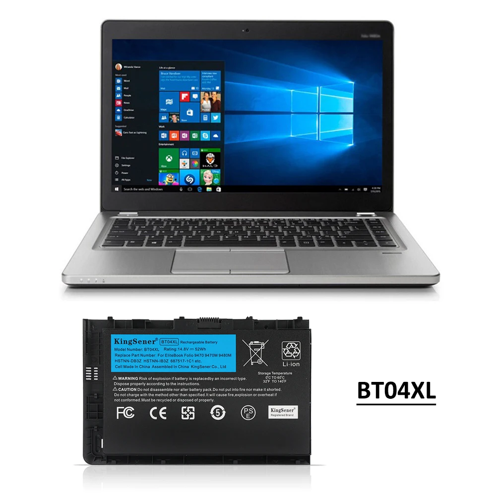KingSener BT04XL HSTNN-IB3Z Battery for HP EliteBook Folio 9470 9470M 9480M Series DB3Z I10C BA06 H4Q47AA HSTNN-110C 687517-1