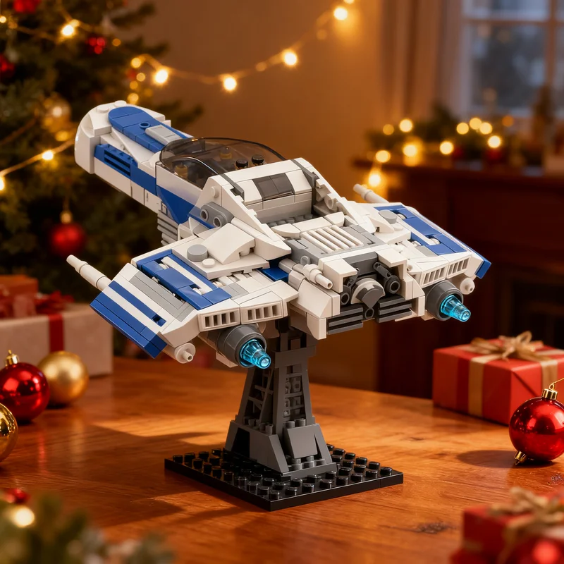 405pcs MOC Star Battle Chibi E wing Model Christmas Gift DIY Assembly Creative Collectible For Living Room Kit