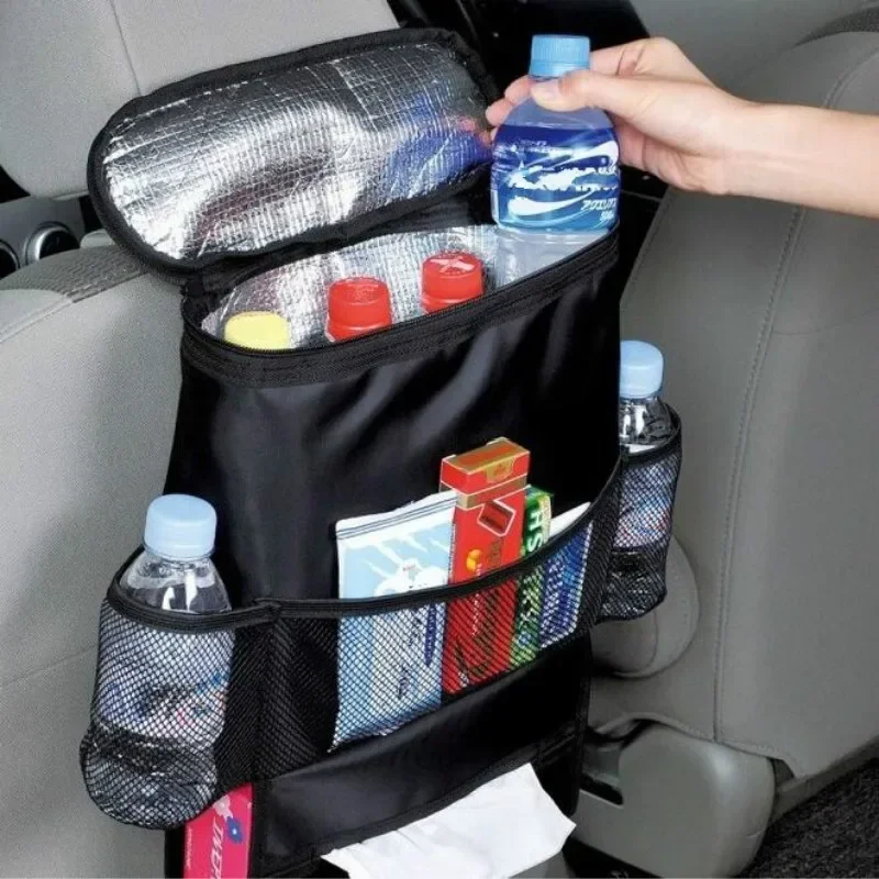 Auto Seat Back Multi-Pocket Ice Pack Bag Hanging Organizer Collector Storage Box Car Interior Accessories Black Stowing Tidying