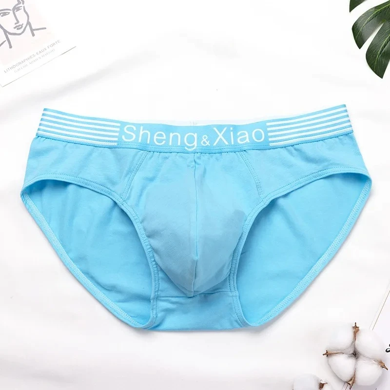 Men's Sexy Brief Student Cotton Breathable Comfortable Sweat Absorption Sports Underpants Youth Low-rise U Convex Pouch Knickers
