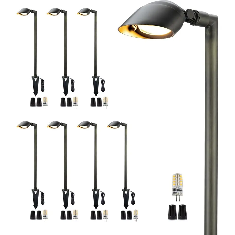 

12V LED Bronze Outdoor Garden Lights, Adjustable Pathway Lamps with 3W 270LM 4000K G4 Bulbs, 8-Pack