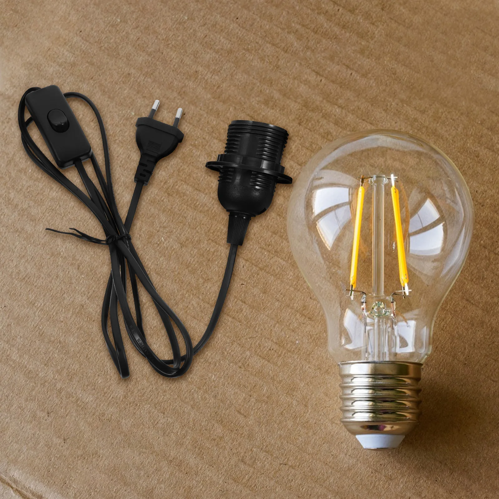 

1.8M E27 Socket Extension Cord Cable On Off Plug Light Bulb Holder Fire Resistant Lightweight Dual Round Switch Lamp Pendant