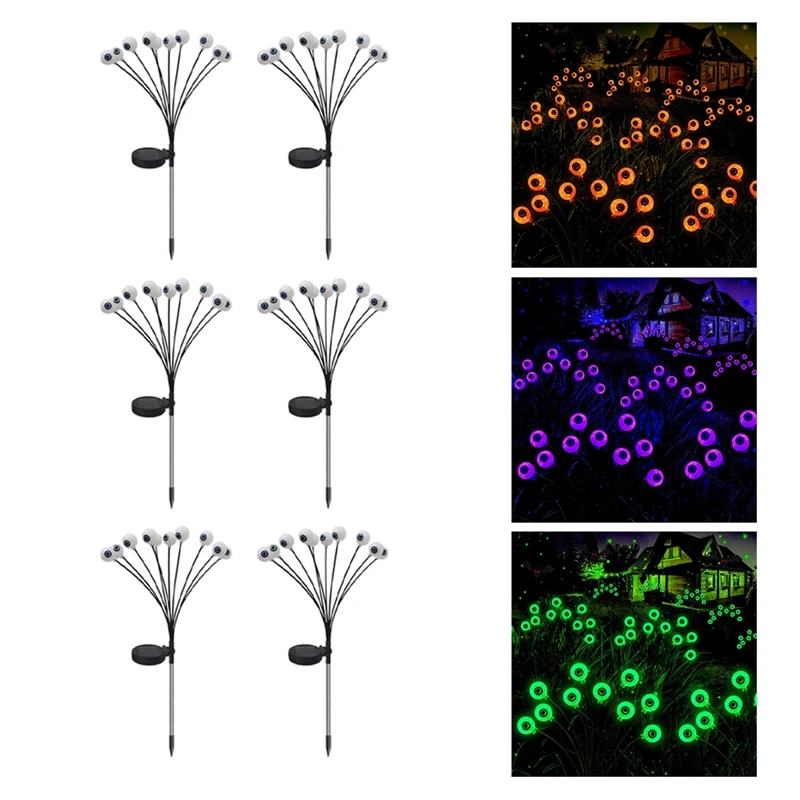 2Pack 20LED Solar Halloween Pathway Light Swaying By Wind,Waterproof Solar Halloween Stake Light For Garden Yard Patio Durable A