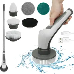 IPX8 Waterproof 6 in 1 Electric Cleaning Brush Spin Cleaning Scrubber Electric Cleaning Tools Kitchen Bathroom Cleaning Gadgets