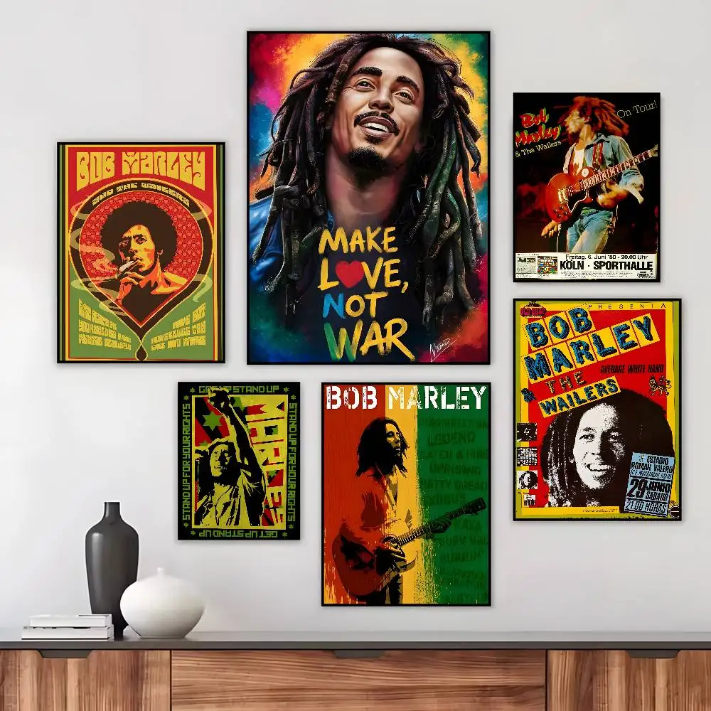 Bob Marley Reggae Singer Painting Poster Art canvas HD aesthetic Printing Paper Wall Art for Living Room Bar fashion Home Decor