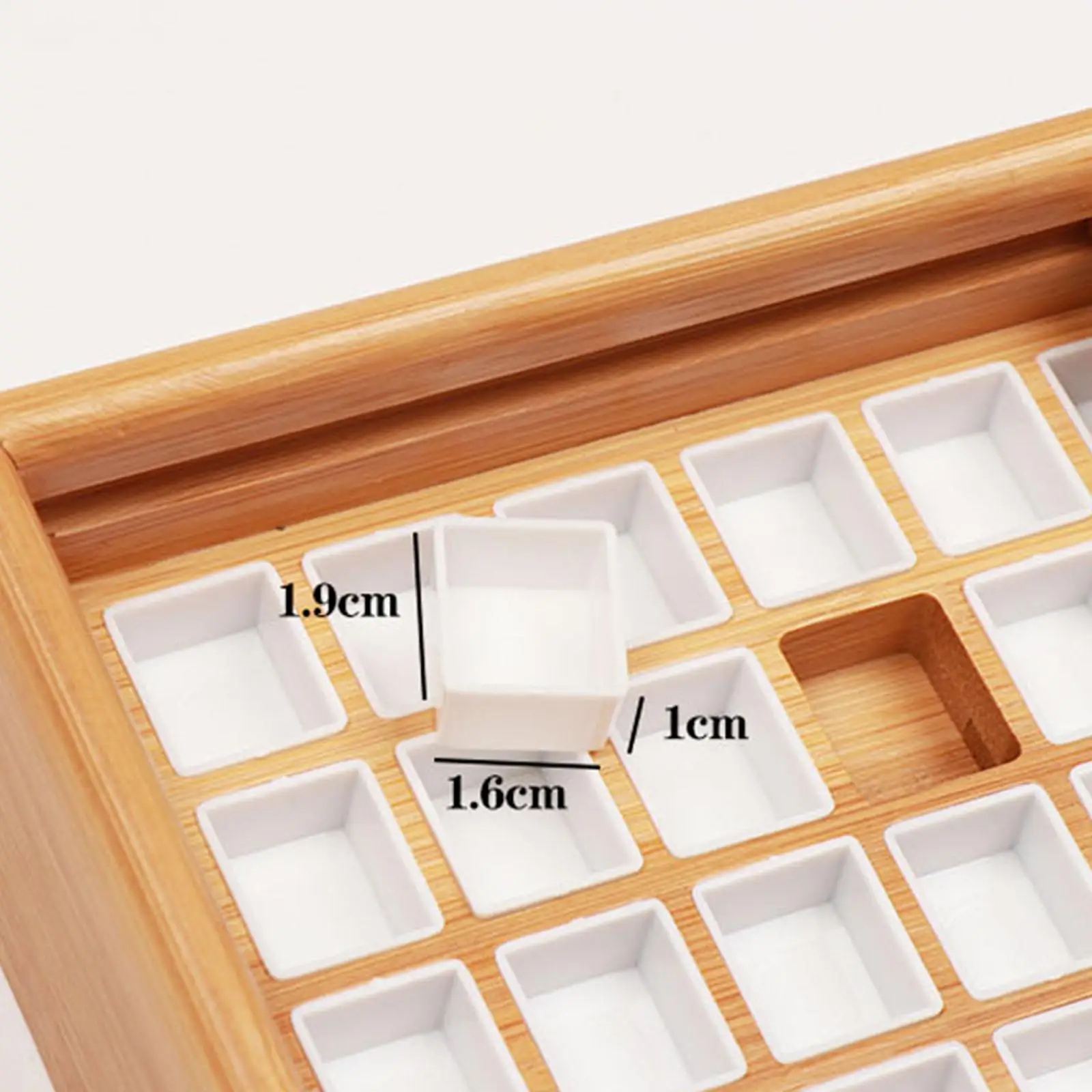 Wooden Empty Paint Palette with Lid Portable Art Supplies Box Wet Palette Tray for Travel Watercolor Painting