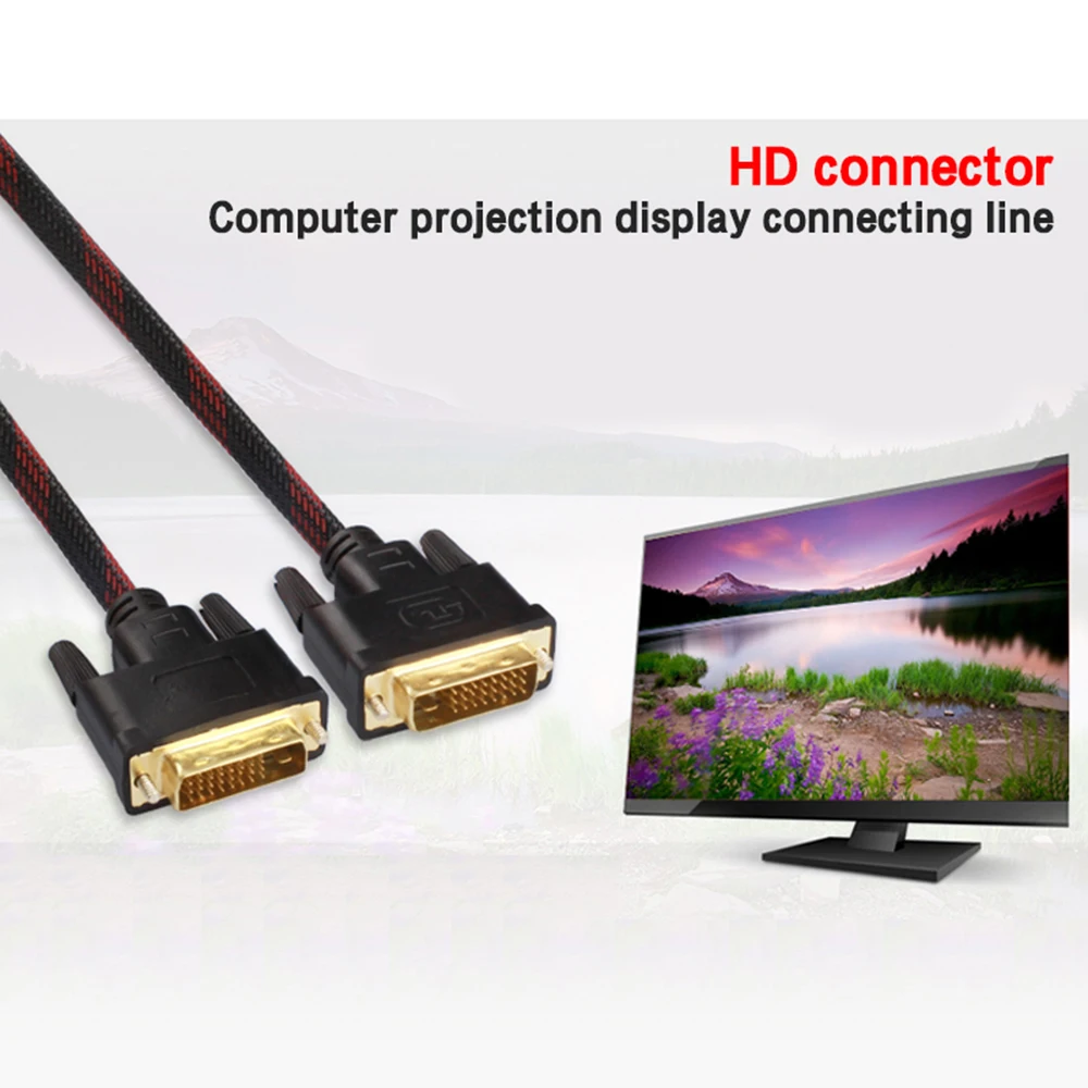 Black red1.5m DVI Male to VGA Male Cable DVI-I 24+1 Wire Bi-Directional Cord DVI-I to VGA Video Line for HDTV DVD Laptop Monitor