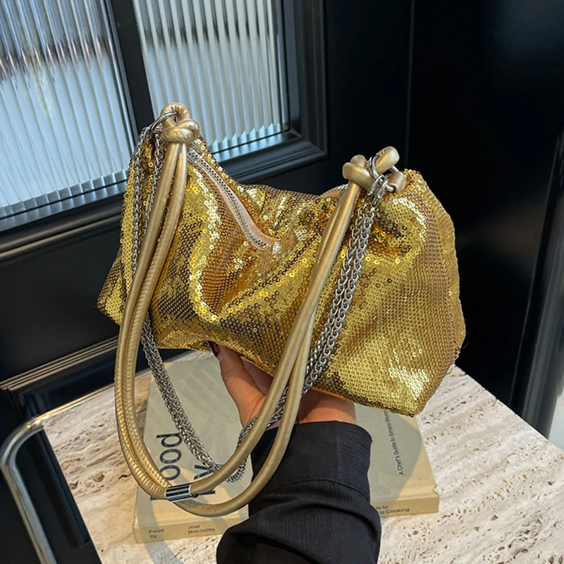 

Sparkly Sequin Women's Shoulder Bags High-Grade Sense Chain Crossbody Bag Summer Trend Female Underarm Bags