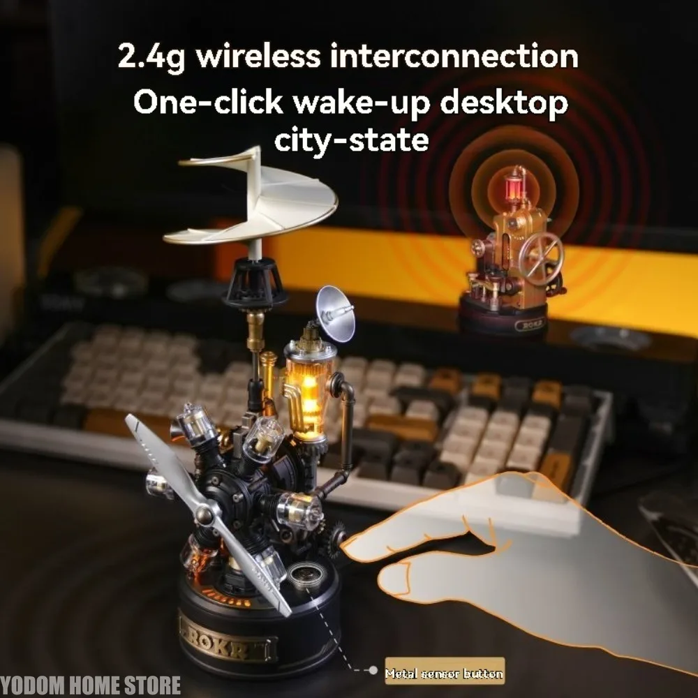 Industrial City 3D Puzzle Steampunk Mechanical Model with LED Desk Decor Unique Christmas Gift For Boys Men