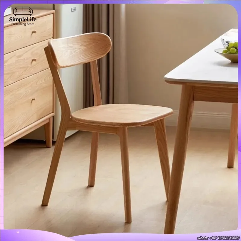 

Современный обеденный стул из массива скандинавского дуба, эргономичный, удобный, с низкой спинкой, для столовой, отеля, ресторана, дома