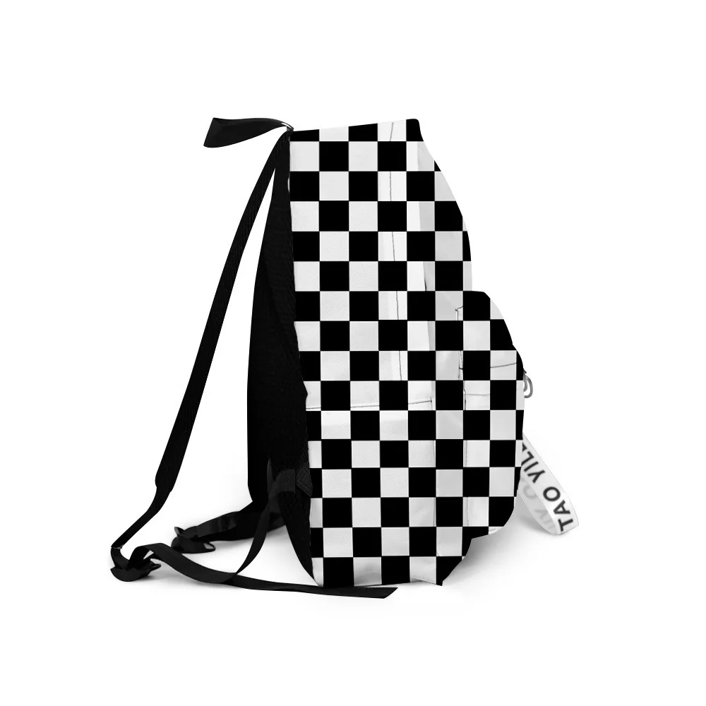 Classic Popular Black and white Backpacks Boys/Girls School Bags 3D Print Keychains Oxford Waterproof Cute Small Backpacks