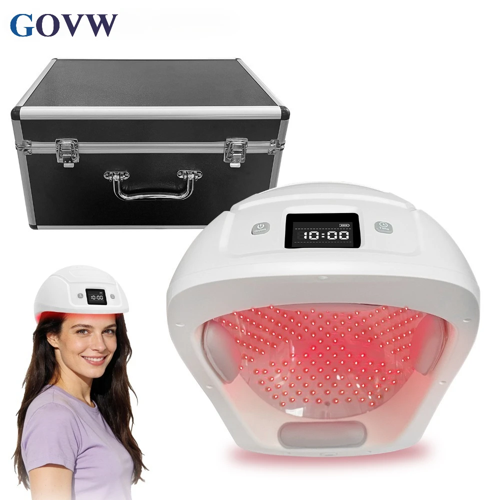 

Лазерный шлем GOVW 448 Diodes для восстановления роста волос с полным покрытием кожи головы, 650 нм, LLLT, для физиотерапии при истончении волос, для домашнего использования