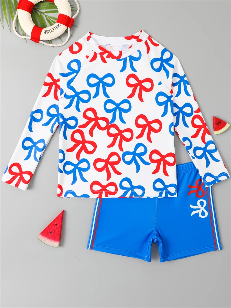 

Boy Kids Swimsuit 2025 New Print Long Sleeve Children Swimwear Summer 2 Piece Shorts Quickly Do Beachwear Bathing Suit Swimming