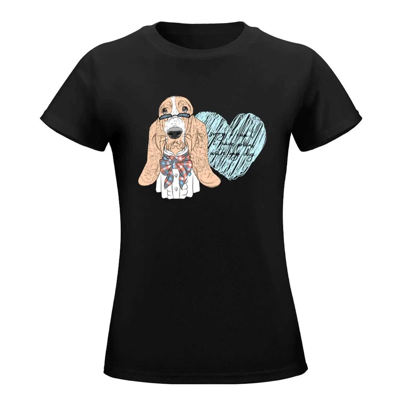 Basset Hound Dog : Sorry I cant I have Plans With My Dog T-Shirt tops kawaii clothes female summer tops t shirt Women