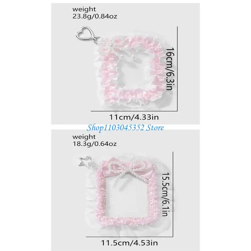 حامل بطاقات الصور الجميلة مع سلسلة مفاتيح من الدانتيل حامل بطاقات الصور حامي بطاقات الهوية حامل قلادة سلسلة المفاتيح هدايا #6