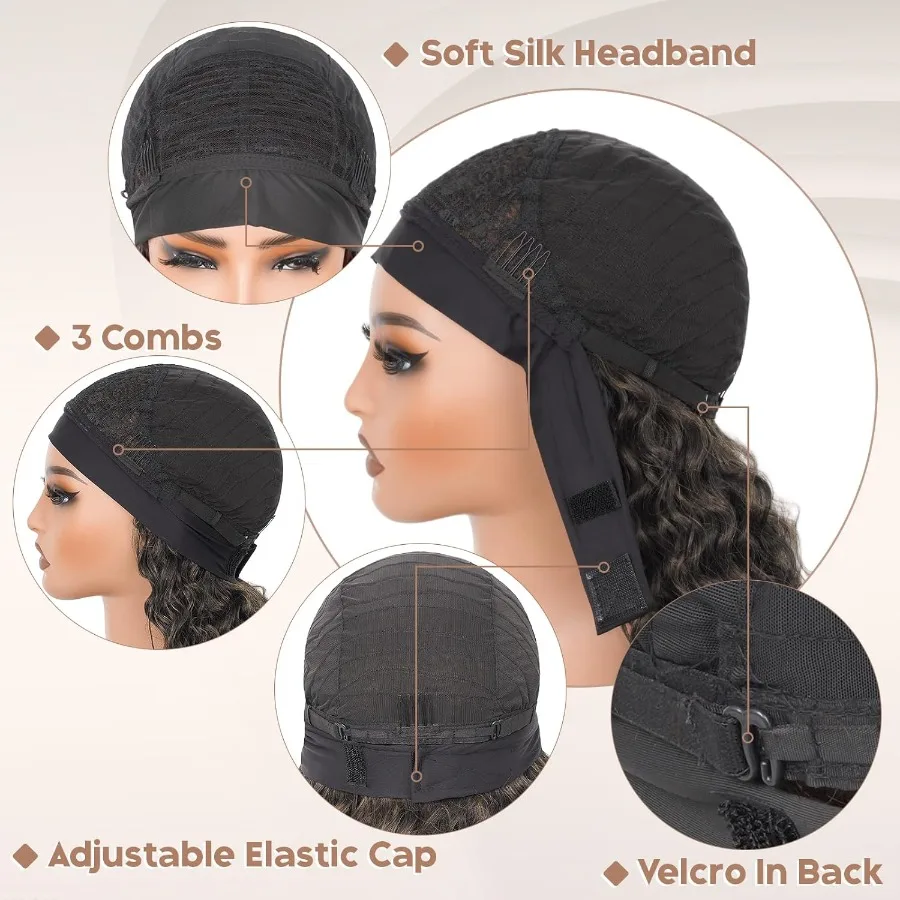 20 بوصة موجة عميقة غلويليس مجعد عقال شعر مستعار للنساء مع 180 كثافة الشعر الاصطناعية نصف شعر مستعار مع نسيج الإنسان أومبير B