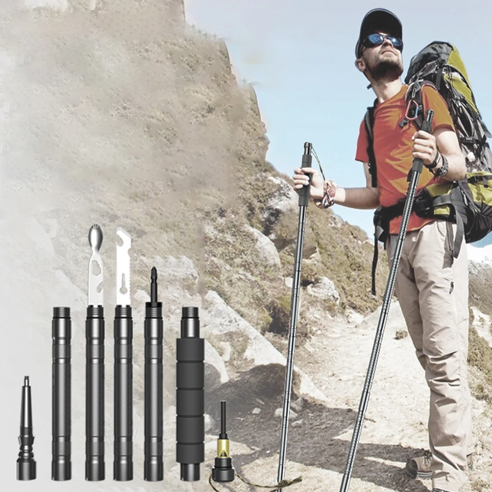 Outdoor Custom Trekking Pole Walking Stick Aluminum Alloy with Compass Telescopic Trekking Pole