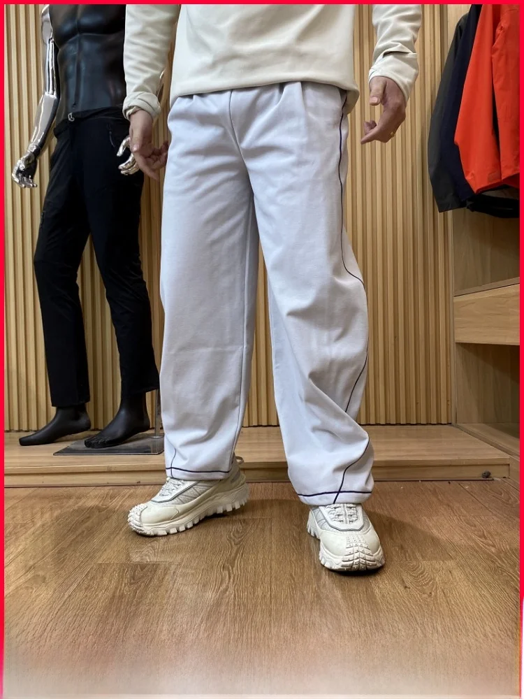 

Couple's Outdoor Hiking Fce Lined Curved Knife Casual Pants High Waist Knitted Polyester Fiber Warm Straight Leg Trousers