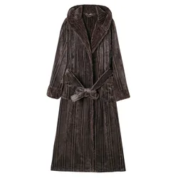 New Winter Bathrobe Gown Women Jacquard Polyester Robe Thicken Flannel Nightwear Lover Sleepwear Shower Robes Nightgown