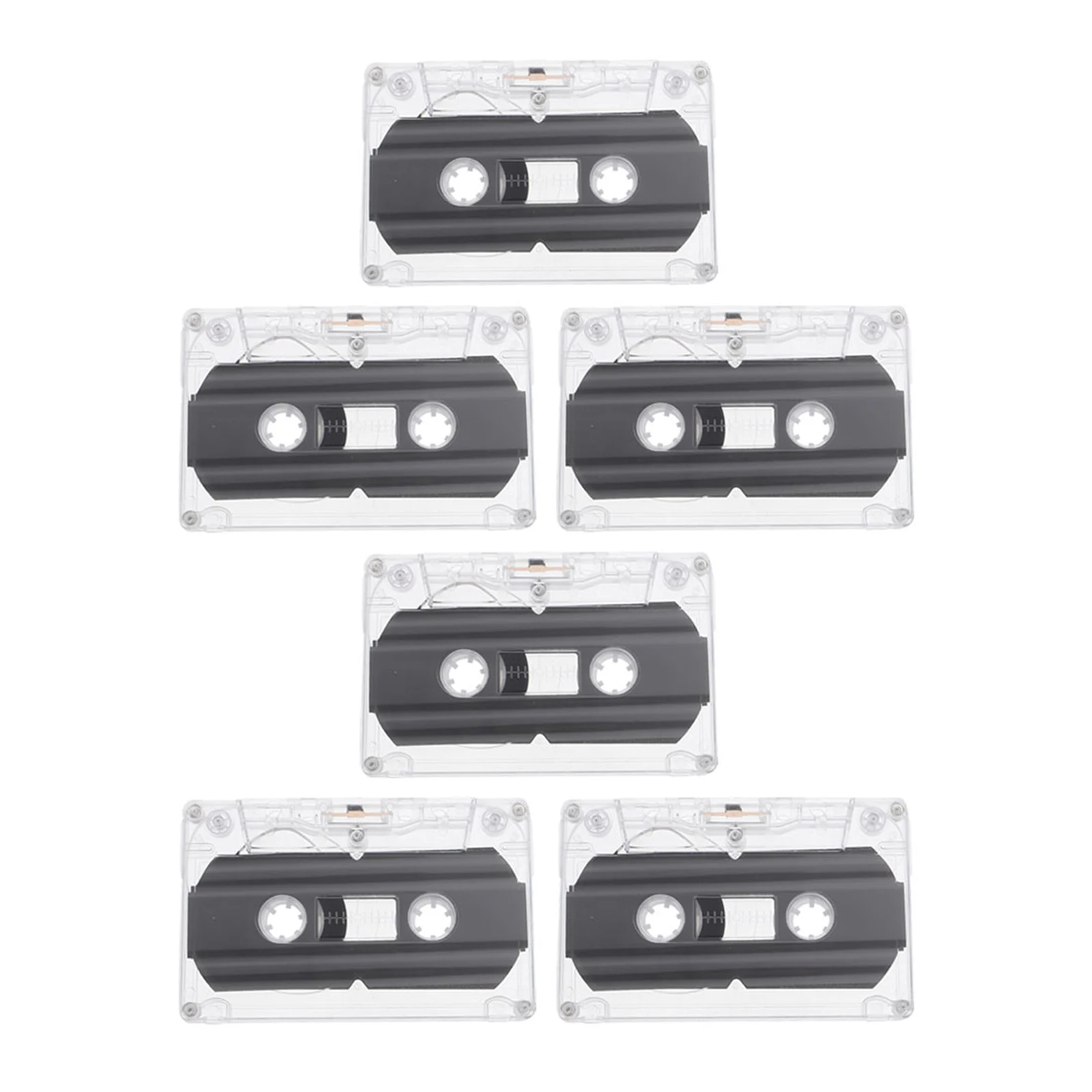

6 Pcs Blank Cassette Tapes 30 Minute Recording Empty Audio High Transparency Hard Case DIY Retro Blessing