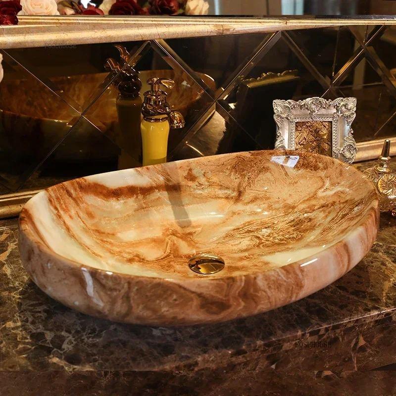 

Американская керамическая раковина для ванной комнаты, умывальник для отелей, художественная раковина для дома, маленькая раковина для балкона
