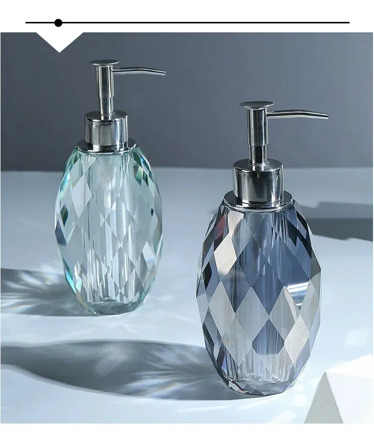 Light Luxury Crystal Transparent Soap Bottle Push Type Glass Shampoo Bottle Soap Dispenser Household Bathroom Accessories
