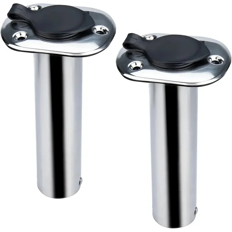 Stainless Steel Flush Mount Fishing Rod Holder, 90 Degree Rod Pod for Marine Boat, 2 Pcs