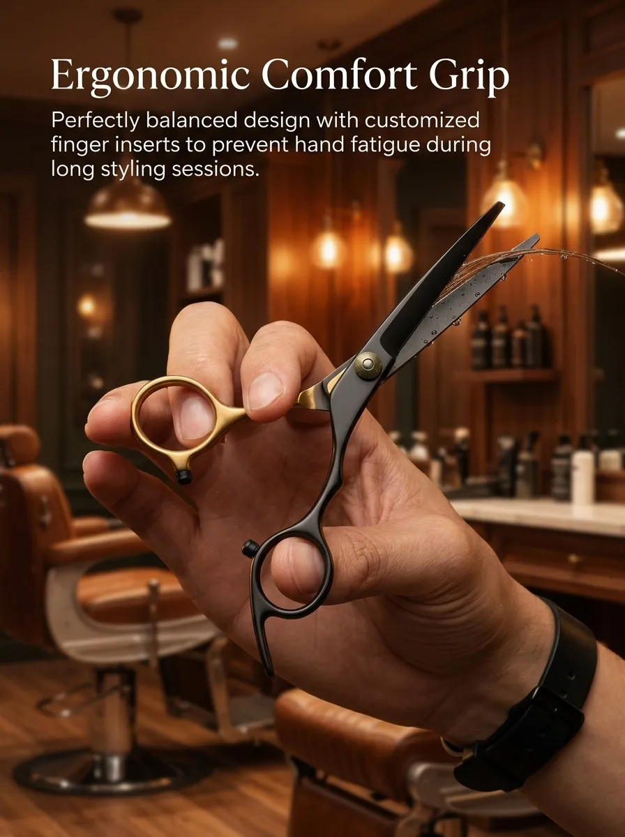 Friseur-Haarschneidescheren-Set, Effilierscheren, Rasiermesser, Kämme, Salon-Haarschneidewerkzeug-Kit mit Aufbewahrungstasche – Detail 8