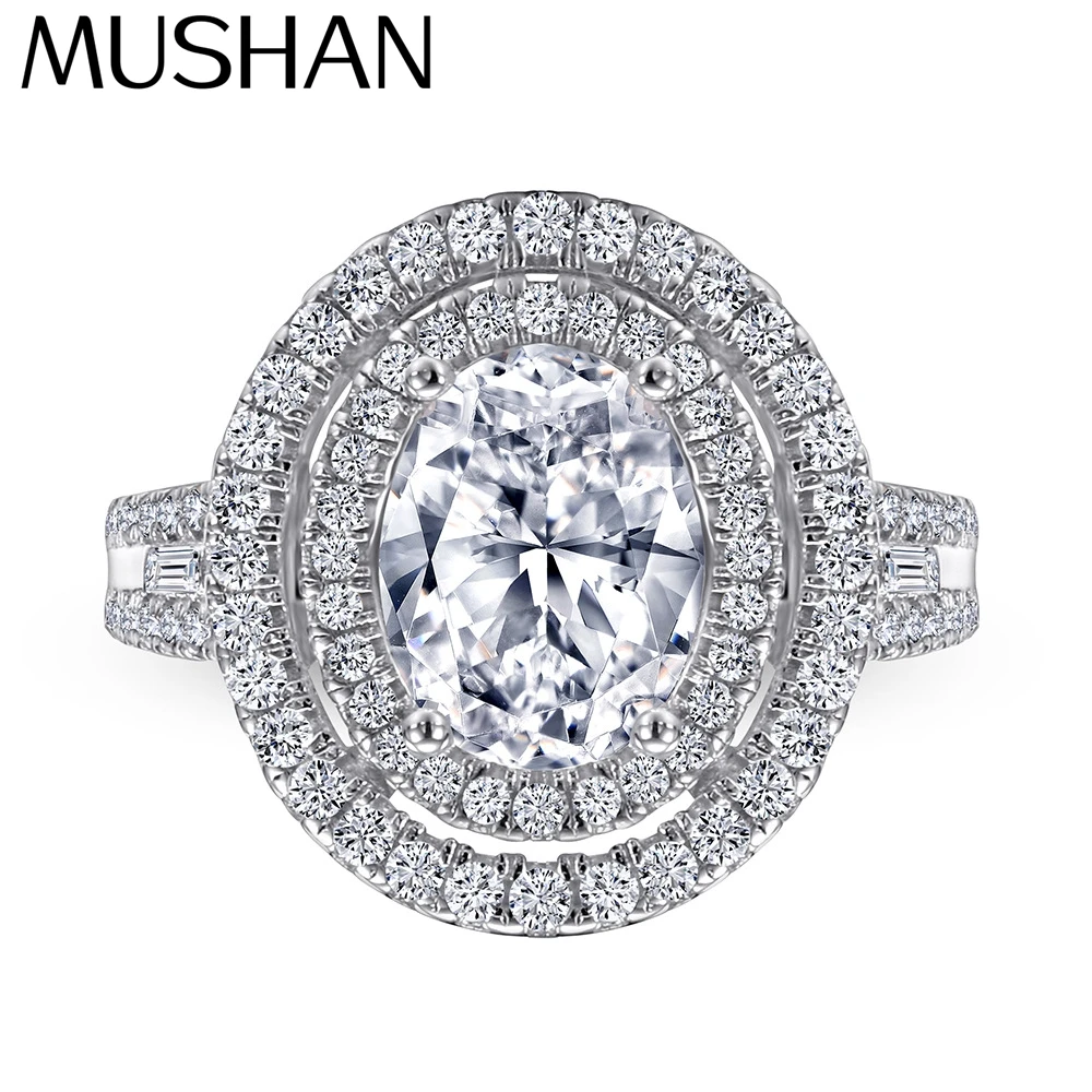 

MuShan Brand Jewelry 925 Sterling Silver Ring Zircon 5A Radiant Daytime for Girlfriend Real Gold Plated Fine Jewelry Rings
